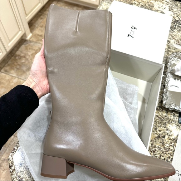 7or9 BOOT milk coffee KNEE HIGH women’s boot size 8 KHAKI 30mm height SHEEPSKIN - Picture 11 of 16